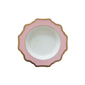 Juego de Platos de Cerámica con Borde Dorado, Ecológico y Romántico, con Diseño de Girasol Rosa para Bodas, Cumpleaños o Uso <span class=keywords><strong>en</strong></span> Hoteles - Product Image 3