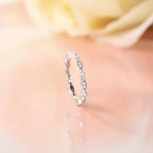 S 925 Sterling Silber Damen Ehering Zirkonia Marquis & Round Milches Voll gestapelter ewiger Ring für Frauen - Product Image 2
