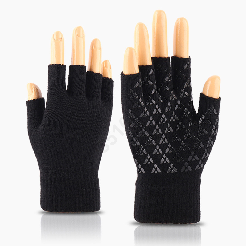 Перчатки без пальцев, Нескользящие митенки, перчатки без пальцев из ПВХ в горошек, Нескользящие перчатки