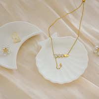 Plateau de rangement en plâtre en forme de coquille, design européen, pour bijoux, montres, clés, bagues - Présentoir de salon à compartiment unique pour table/bureau