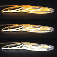Bande LED COB flexible CCT réglable 2700K-6500K 600 LED/m 5mm Double tension 7W+7W Haute luminosité CRI90 Découpable sans soudure pour salle de bain