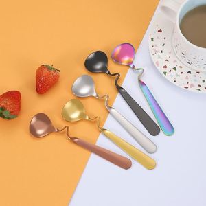 Creative 304 Stainless Steel Spoons-Shaped Curved Handle Stirring <b>Card</b> Cup for Cake Coffee Spoon Laser Logo - Product Image 3