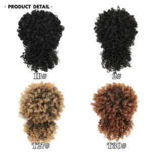 <span class=keywords><strong>Chignon</strong></span> bouclé <span class=keywords><strong>africain</strong></span> volumineux et frange en fibre synthétique douce - Product Image 2