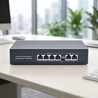 Switch réseau POE actif à boîtier métallique, 6 ports POE, 2 ports RJ45 10/100 Mbps, 1,2 Gbps, prise en charge VLAN, certifié FCC, caméra IP CCTV sans fil