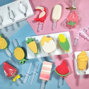 Silicone Popsicle Molds 3 Cavities Homemade Ice Pop Molds Popsicle Maker with Handle for Diy Ice Popsicle Ice Cream Bar Mold/