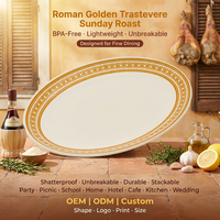 Assiette de service ovale en mélamine dorée Ocre, 12 pouces, pour dinde rôtie entière, idéale pour le dîner de Thanksgiving (OEM/ODM)