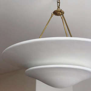 Lustre de salon de style post-moderne Wabi-Sabi, lustre en plâtre à double couche rustique pour restaurant américain, salle à manger - Product Image 2