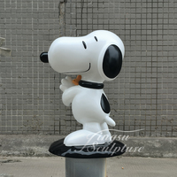 Sculpture Snoopy de haute qualité, sculpture de jardin sur mesure grandeur nature, statue d'animal Snoopy en fibre de verre et résine