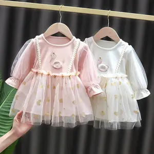 2024 sonbahar kış yeni stil bebek kız elbise bebek giysileri 4 ila 5 yıl kız prenses elbise kaliteli