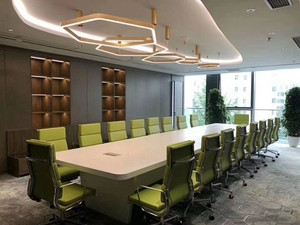 โต๊ะประชุมขนาดใหญ่สีขาวมันวาวสูง10,12 20คนพร้อมไฟ LED สุดหรูโต๊ะประชุมทันสมัย - Product Image 5