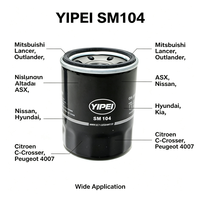 Penjualan Langsung Pabrik YIPEI Filter Oli Mesin Mobil untuk Mitsubishi Nissan Hyundai Kia SCT SM104 MD320276 MD726587 15208-31U0A