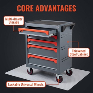 Carrito de Almacenamiento de Acero Laminado en Frío para Mecánicos, Acabado Anticorrosión, Completamente Bloqueable, con Múltiples Cajones, Gabinete Móvil para Centro de Reparaciones - Product Image 4