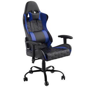 Chaise de jeu en similicuir PVC bleu de qualité supérieure, idéale pour les joueurs et les travailleurs à distance, pour des configurations de jeu professionnelles et des bureaux à domicile - Product Image 2