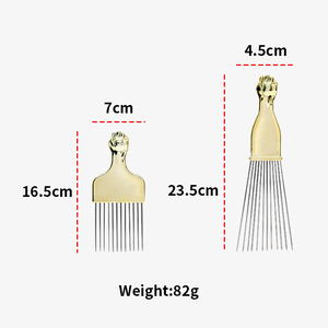 Chuyên Nghiệp Salon Làm Tóc Dài Kim Loại Tóc Pick Pik Afro Tạo Kiểu Lược Tóc Curler Kim Loại Lược Thiết Lập - Product Image 2