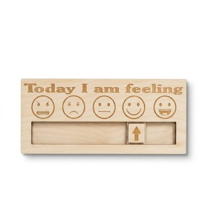 Customizable Emotion Checker Wooden Art Craft Personalized Laser Cut <b>Ornament</b> for Kids Educational Display and Classroom Decor - Product Image 5
