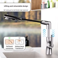 Robinet mitigeur en laiton pour lavabo, robinet extractible tout en cuivre réglable nickel brossé, lavabo rotatif, salle de bain domestique