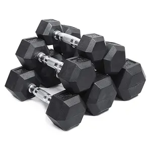 Commercial Fitness Exercises Workout Sport 5Kg 10Lb 10Kg 20Kg 30Kg Rubber Hex Gym Hexagonal Dumbbell Weights Set