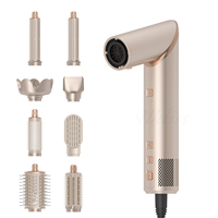 Estilizador de cabello plegable 8 en 1 de alta velocidad, pantalla LCD, cepillo de aire caliente para rizos, 110000 Rpm