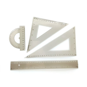 Juego de reglas rectas transparentes de 30 cm con logotipo personalizado al por mayor para útiles escolares, juego de 4 piezas para niños - Product Image 4