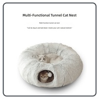 Lit tunnel pour chat en polaire, pliable, chaud, pour l'hiver, jouet, maison pour chat pliable, accessoires pour animaux de compagnie d'intérieur