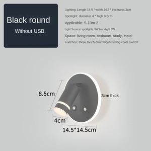 Lampe murale de lecture montée par LED rechargeable par USB pour chambre à coucher Installation encastrée à télécommande tactile à intensité variable rotative à 350 degrés - Product Image 2