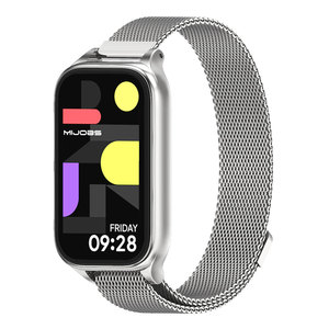 Mijobs Milanese cinturino sportivo per <span class=keywords><strong>Xiaomi</strong></span> Band 9 <span class=keywords><strong>Redmi</strong></span> Band <span class=keywords><strong>3</strong></span> attivo paraurti rosso in acciaio magnetico anello in metallo Smart Watch - Product Image 4