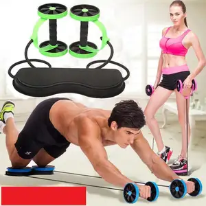 Multifunctionele Buikwiel Dubbelwiel Pull Dumbbell Fitness Apparatuur Thuis Met Gedraaide Taille Schijf Machine