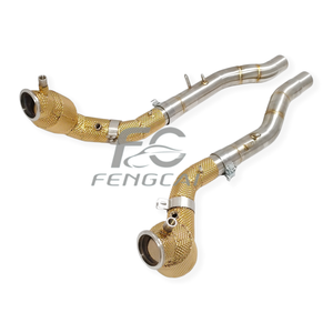 Colectores de escape de alto flujo con revestimiento de protección térmica dorado y tubo de descarga para Ferrari <span class=keywords><strong>Roma</strong></span> V8, tubos de escape de conexión directa, downpipe - Product Image 6