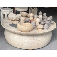 Table basse en travertin de forme organique minimaliste moderne, table à thé en pierre naturelle poreuse brute pour appartement et hôtel