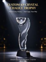 Trophée personnalisé en cristal K9 avec base noire gravée – Coupe de récompense pour cérémonies, tournois et reconnaissance