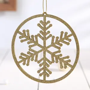 DIY镂空圣诞雪花木制挂件圣诞树装饰小挂件木制工艺品