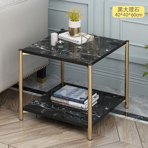 Nordic Style Round Coffee <b>Table</b> Faux Marble Top <b>Gold</b> Legs 2 Tier Living Room <b>Side</b> <b>Table</b> Multifunctional Storage - Product Image 4