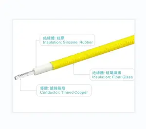 UL3075 600V 200C 10AWG wire fire resistant fiberglass silicone rubber electrical cable and wire house appliance