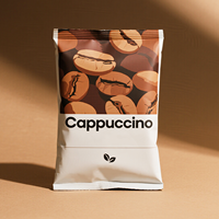 Sac d'oreiller scellé en mylar avec dos de grain de café/poudre de feuille d'aluminium mate portable imprimé sur mesure à bas quantité minimale de commande prix d'usine