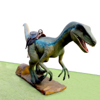 Dinosaure Velociraptor Animatronique à Télécommande, à Monnayeur, avec Peau en Silicone et Châssis en Acier, pour Parc d'Aventures Thème Rugissement