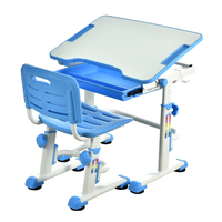 Table et chaise ergonomiques à hauteur réglable pour enfants, ensemble de bureau et de chaise avec plateau d'habillage pour enfants (rose/bleu/gris)