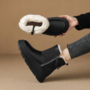 <span class=keywords><strong>Stivali</strong></span> Corti con Plateau Cialisa per Donna, Inverno 2025, Nuovi <span class=keywords><strong>Stivali</strong></span> da Neve con Punta Tonda in Vera Pelle di Alta Qualità, Tacco Alto Spesso, <span class=keywords><strong>Beige</strong></span> - Product Image 4