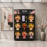 Fournisseur de distributeurs automatiques de fleurs fraîches réfrigérées en libre-service 24h/24 et 7j/7 avec écran tactile et paiement par billets, pièces et cartes de crédit