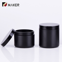 Offre Spéciale 250ml 300ml 500ml 750ml 1000ml PE noir mat vide grands contenants cosmétiques en plastique corps gommage beurre crème pot ensemble