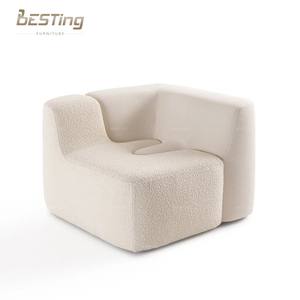 इतालवी डिजाइन नए एकल सोफे अनुकूलन योग्य सफेद कपड़े + मखमल संयोजन सोफा - Product Image 6