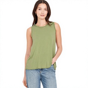 Camiseta sin mangas acanalada moderna e informal para mujer, corte ajustado, top de verano, tela suave y elástica, varios colores y tallas, venta al por mayor OEM - Product Image 1