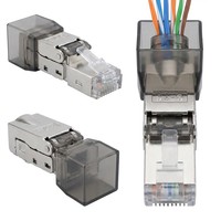 Konektor Jaringan Perakitan Lapangan Tanpa Alat RJ45 Male/Female Cat8 Terproteksi 40Gbps 250V Kecepatan Tinggi, Tahan Lama 40G Base-T