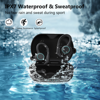 Earbud nirkabel TWS antiair IPX7, headphone Bluetooth untuk olahraga, Bass dalam, kontrol sentuh, indikator baterai LED