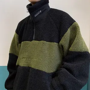 Sweat-shirt à capuche brodé personnalisé en cachemire pour hommes avec fermeture à glissière cousue Pull-over