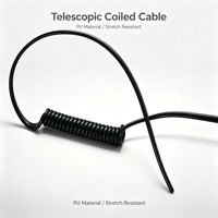 Cable de Alimentación Espiral Flexible de TPU y PVC, Cable Enrollado de Longitud Personalizada, Cable Eléctrico, Suministro de Equipos Industriales de Fábrica OEM