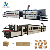 Ligne de production de boîtes en carton entièrement automatique 2-4 couleurs avec machines d'impression flexographique, de rainurage, de découpe et de pliage