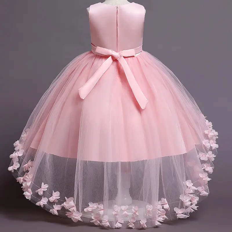 Robe tutu en dentelle pour filles Robes à fleurs pour enfants Robe de spectacle pour banquet pour filles Vente à chaud Été Coton Mini Satin Tissu Pli