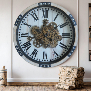Contemporaneo orologio <span class=keywords><strong>da</strong></span> <span class=keywords><strong>parete</strong></span> in legno <span class=keywords><strong>da</strong></span> <span class=keywords><strong>50</strong></span> <span class=keywords><strong>CM</strong></span> con ingranaggi mobili Display ago per la decorazione di casa soggiorno - Product Image 3
