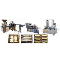 Ligne de production de pain automatique haute capacité, ensemble de 4 machines, ligne complète de traitement de la pâte électrique, utilisation en cuisine centrale industrielle