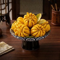 Piring Buah Keramik Biru Putih Bentuk Bunga Gradasi, Piring Berkaki Tinggi, Nampan Tangan Buddha, Gaya Modern Sederhana, Piring Teh dan Dessert